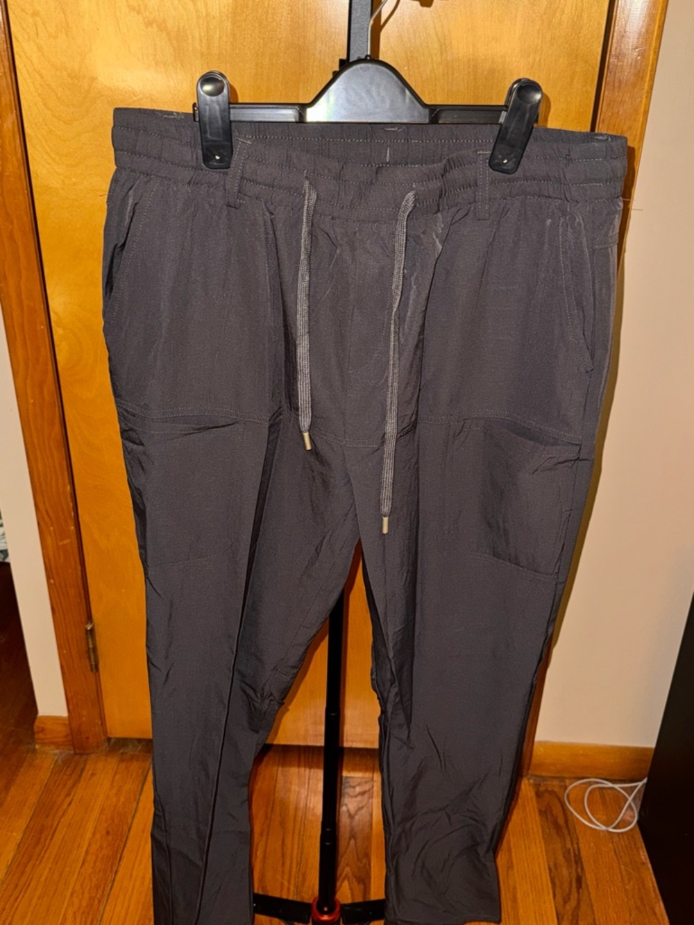 Men's Black Drawstring Jogger Pants with Elastic Waist